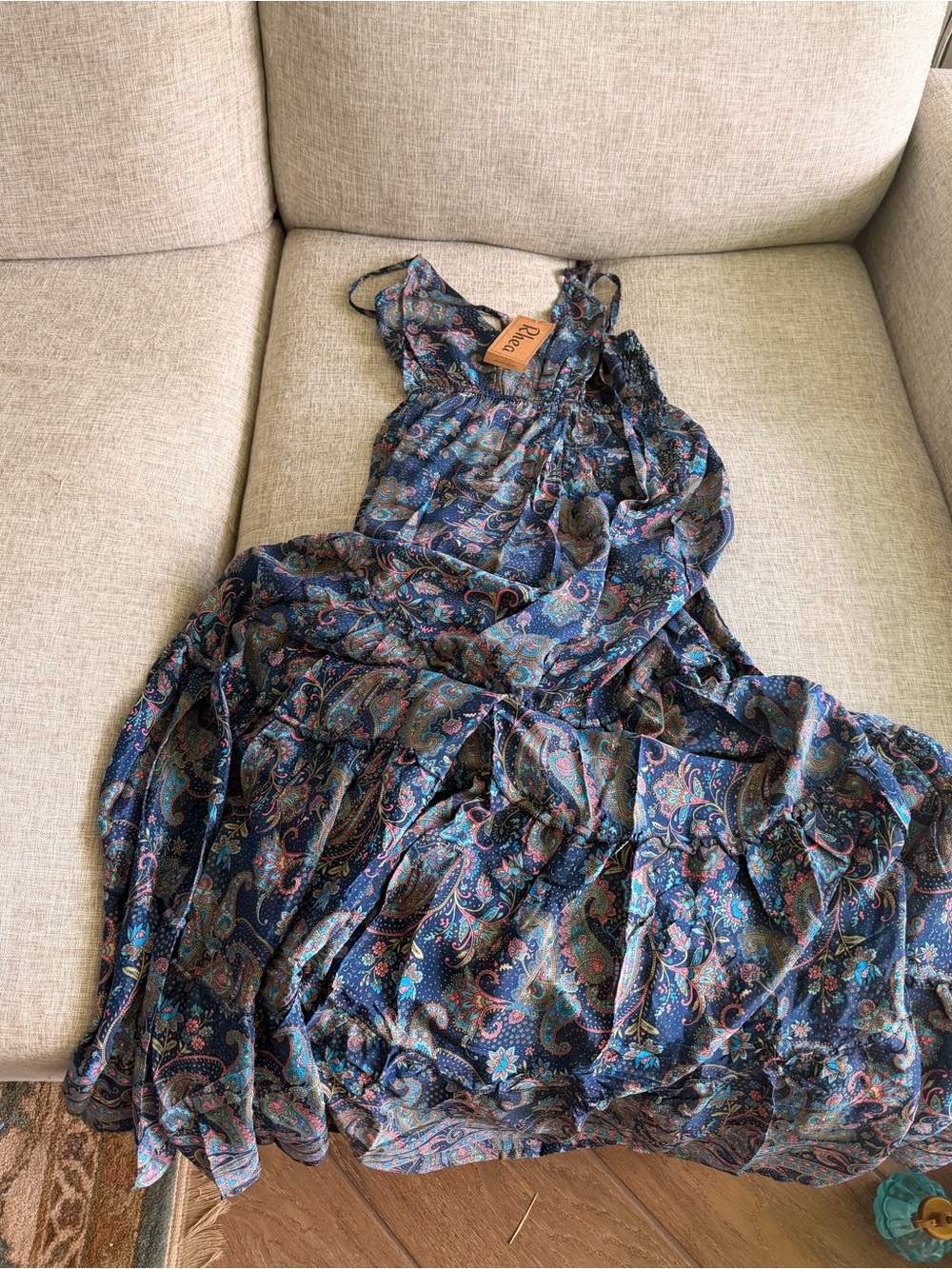 RHEA Blue Paisley Halter Maxi Dress